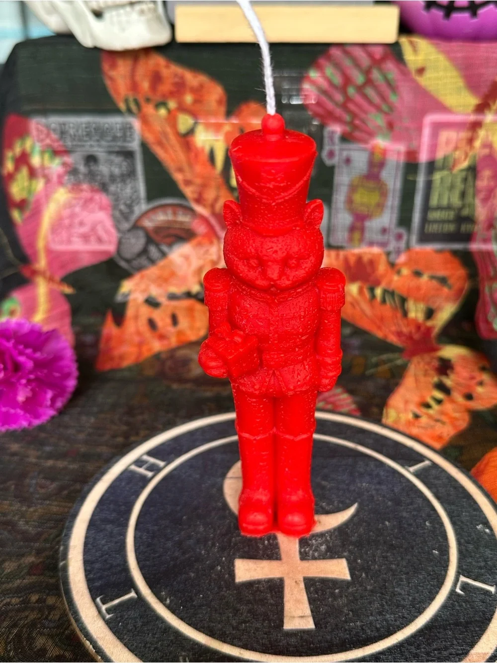 Red Cat Nutcracker Candle – Handmade Holiday Cat Candle